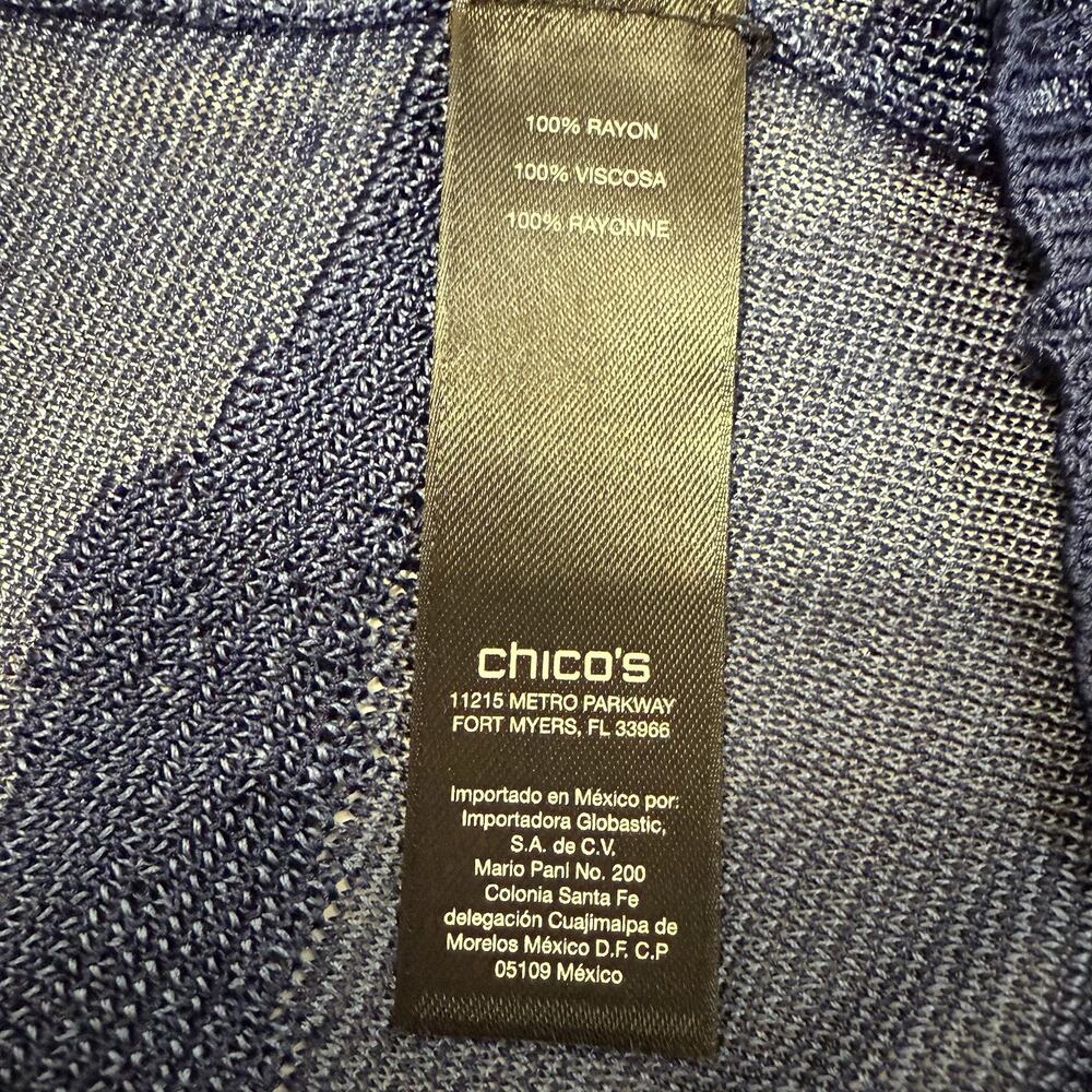 Chico’s Travelers Open Front Cardigan Size 3 XL Navy Zebra Knit Mesh Sweater EUC - Picture 8 of 11